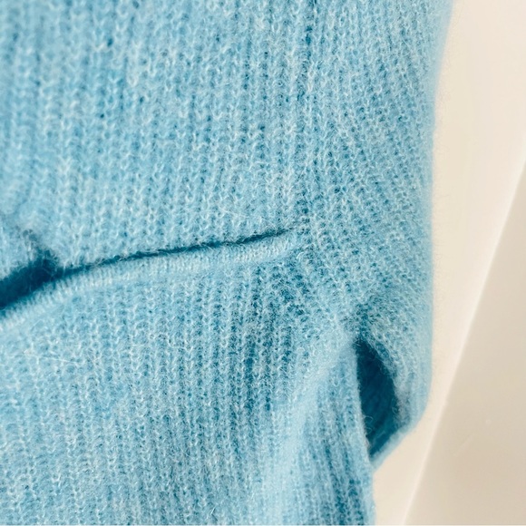 NEW Ganni Alpaca Merino Wool Blend Twist Turtleneck Sweater Bachelor Blue Preppy - Picture 10 of 10